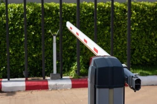 Boom gate arm raised at a Subiaco site